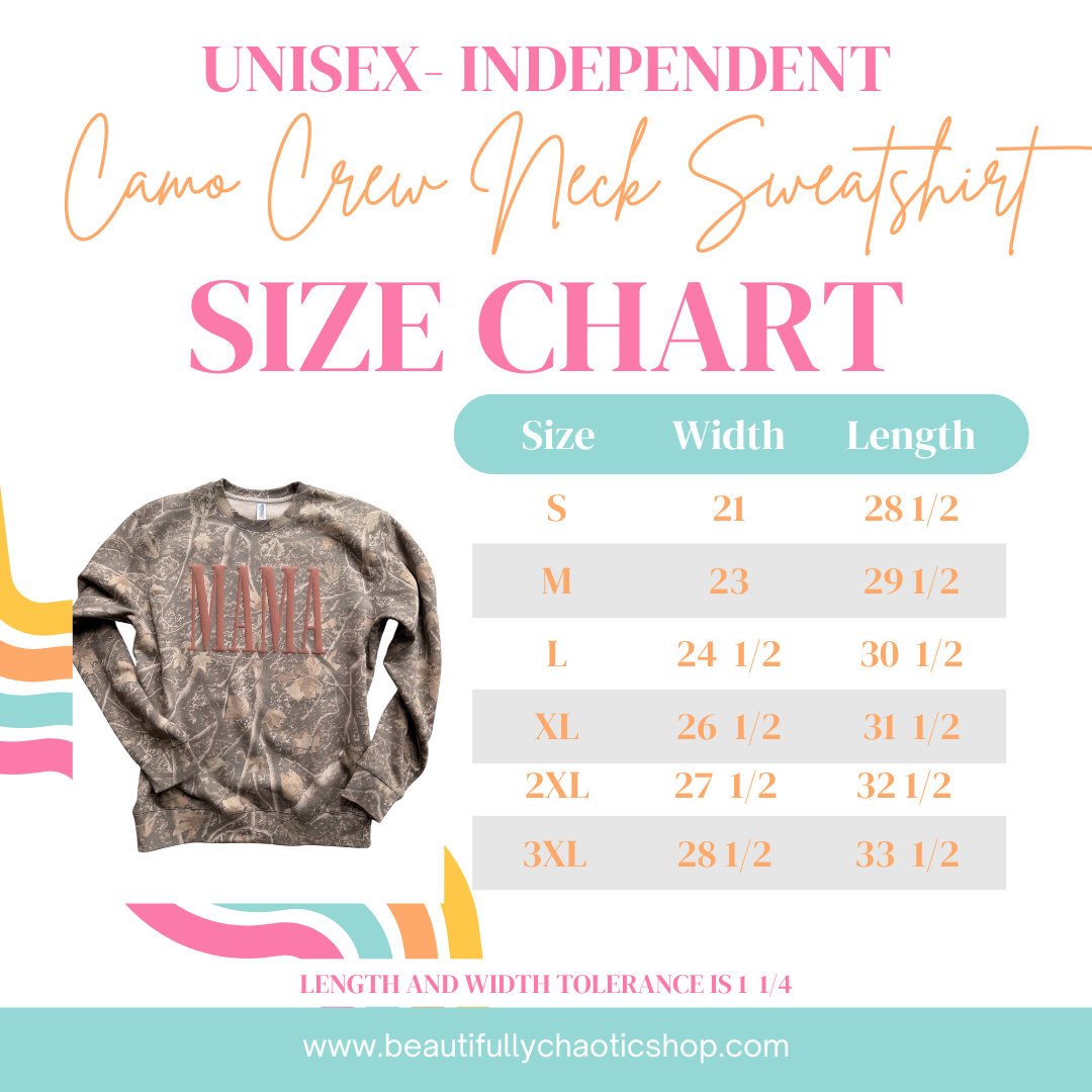 CUSTOM WORD - ADULT Camo Heavyweight Crew Neck Sweatshirt