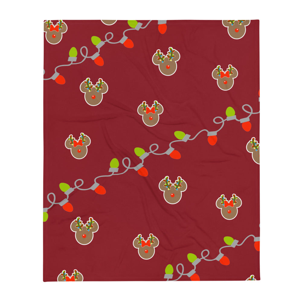 Magical Reindeer Light Blanket- DEEP RED BLANKET