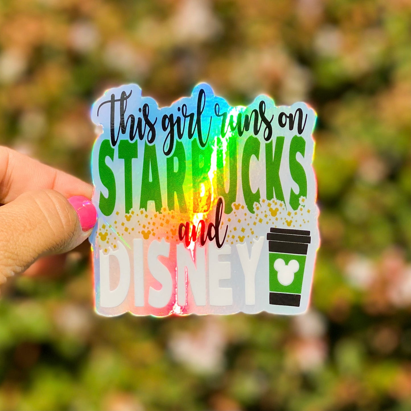 This girl runs on holographic- STICKER