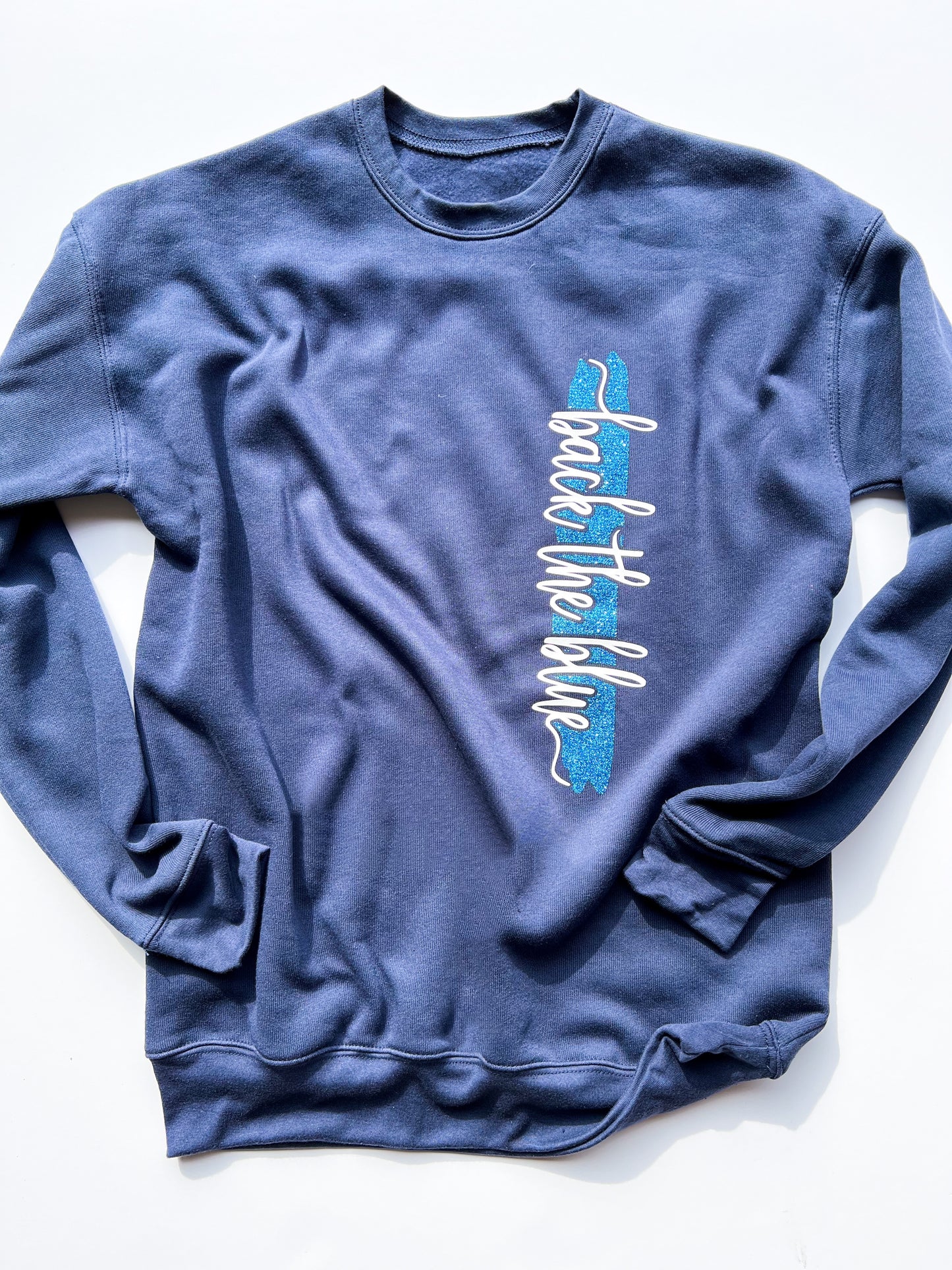 ADULT Back the blue cursive line - SOLID COLORS
