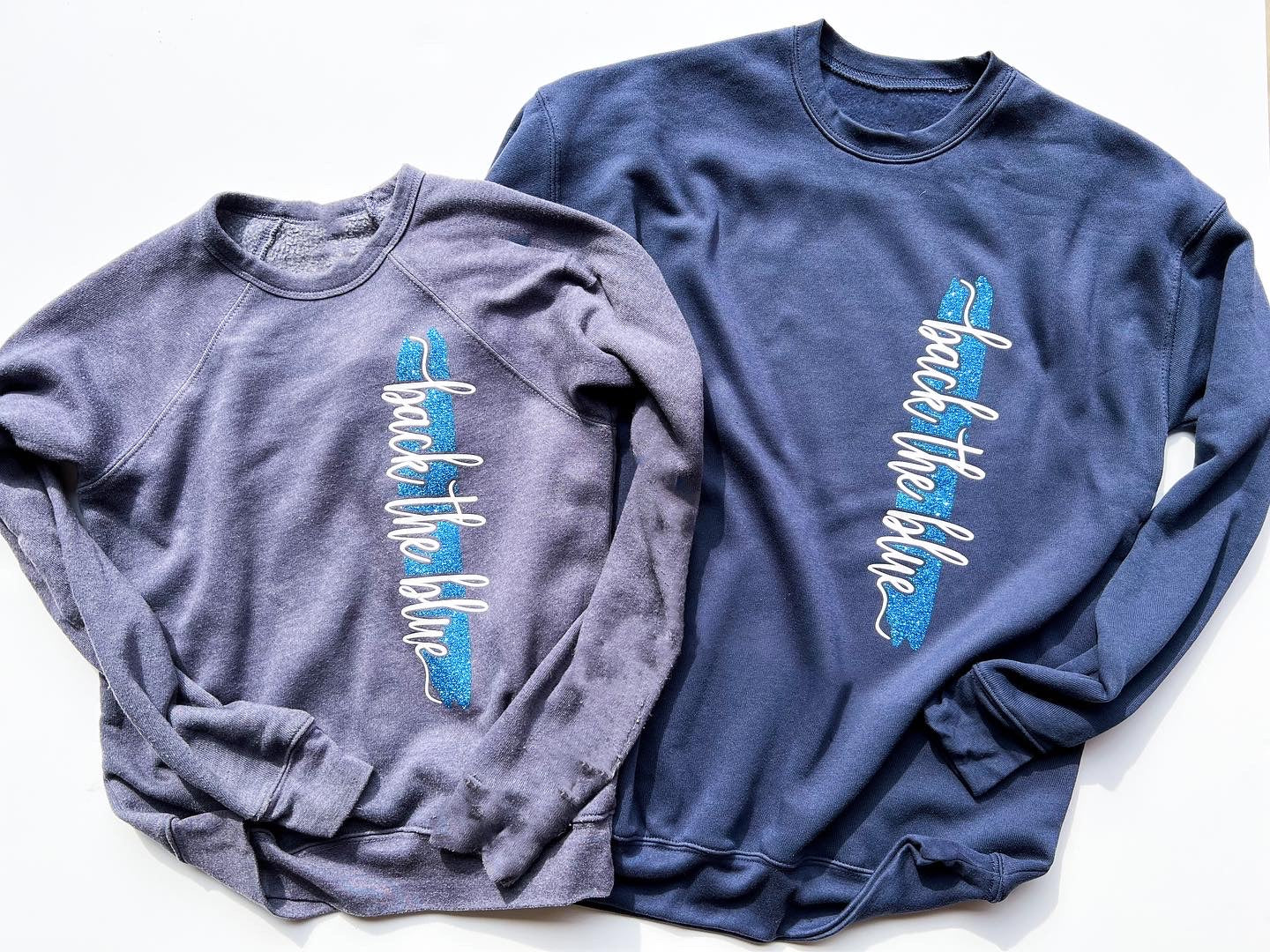 ADULT Back the blue cursive line - SOLID COLORS