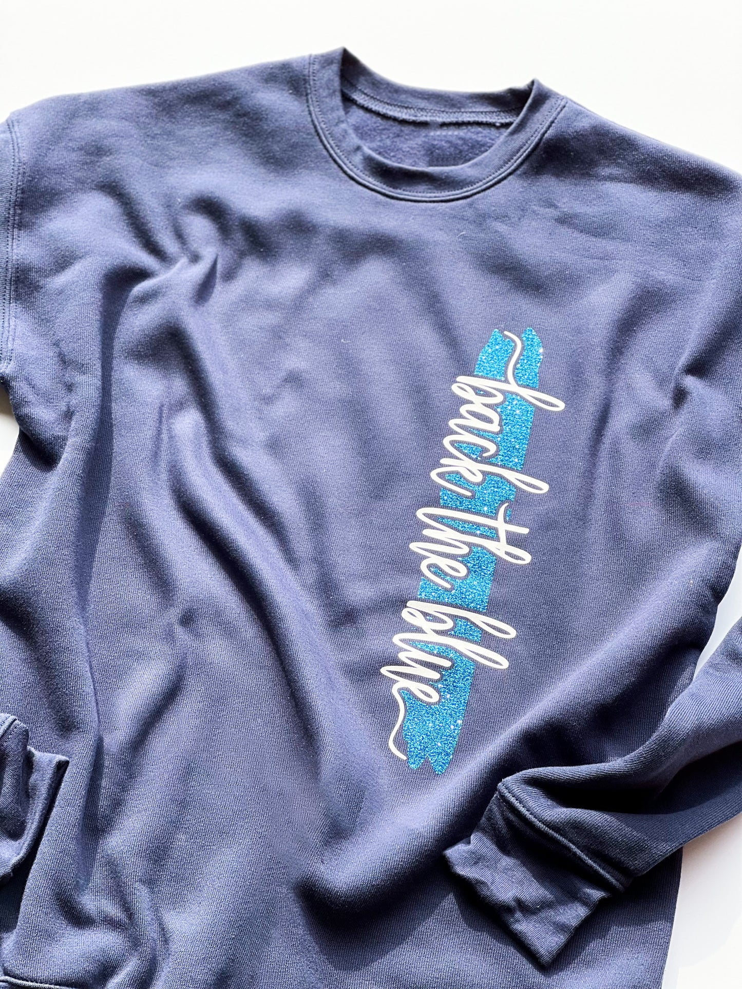 ADULT Back the blue cursive line - SOLID COLORS