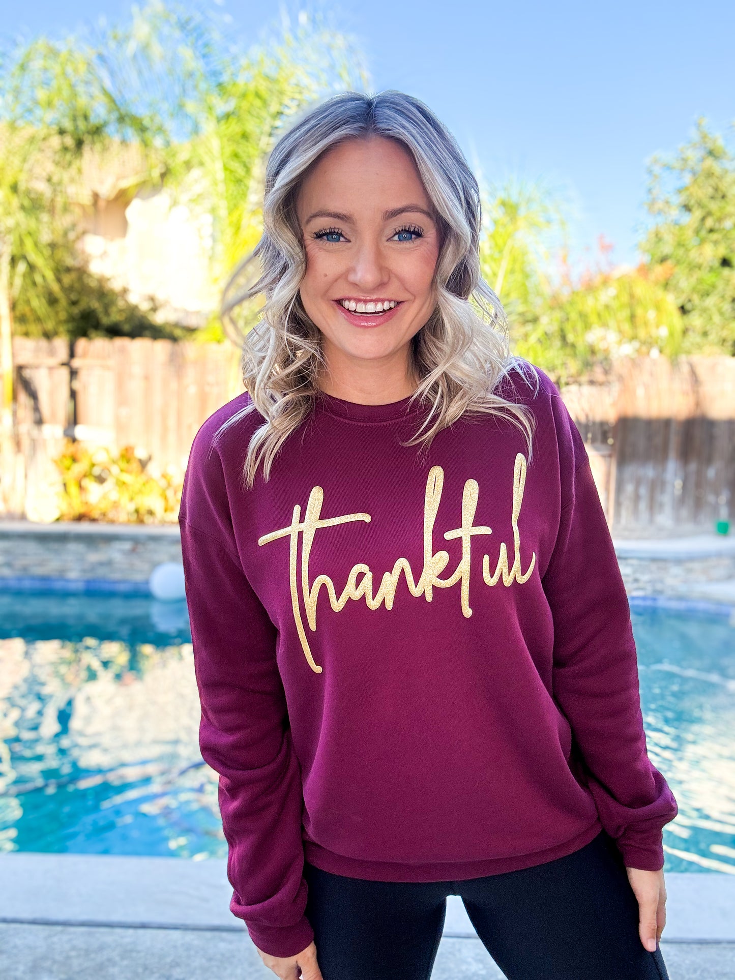 Thankful - Gold Glitter Puff