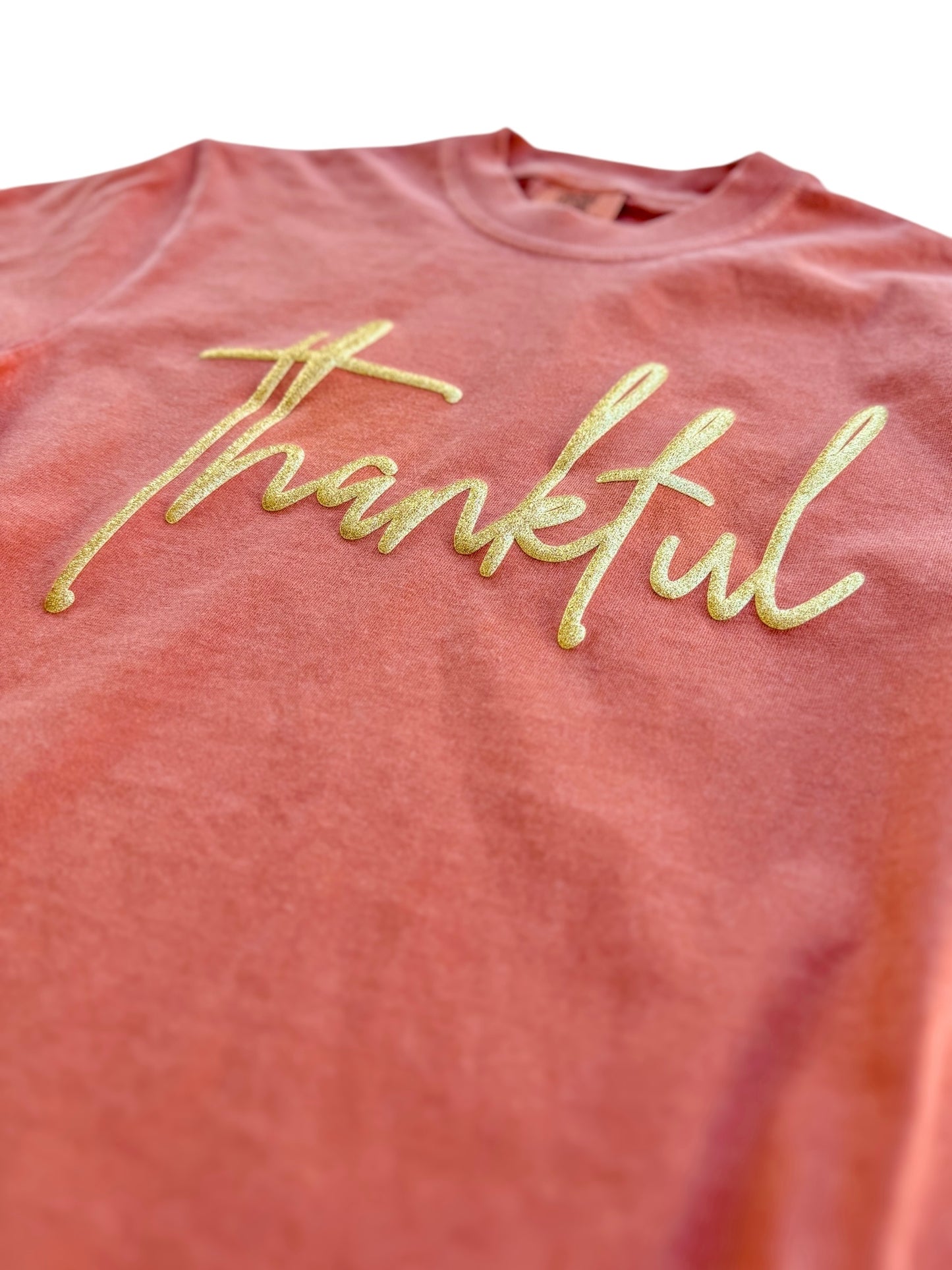 Thankful - Gold Glitter Puff