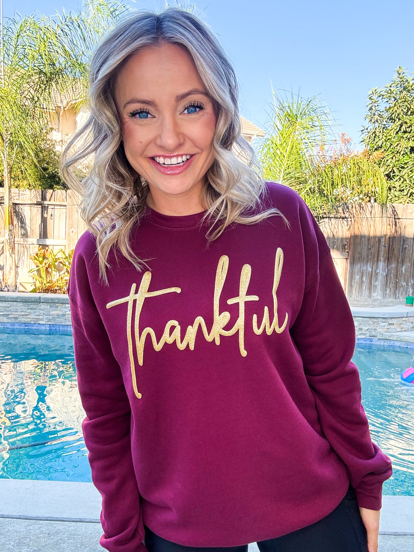 Thankful - Gold Glitter Puff