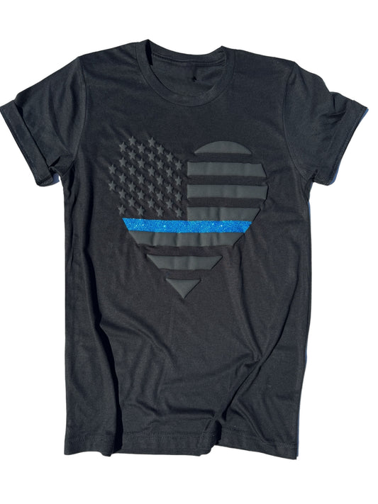 Thin Blue Line Heart PUFF