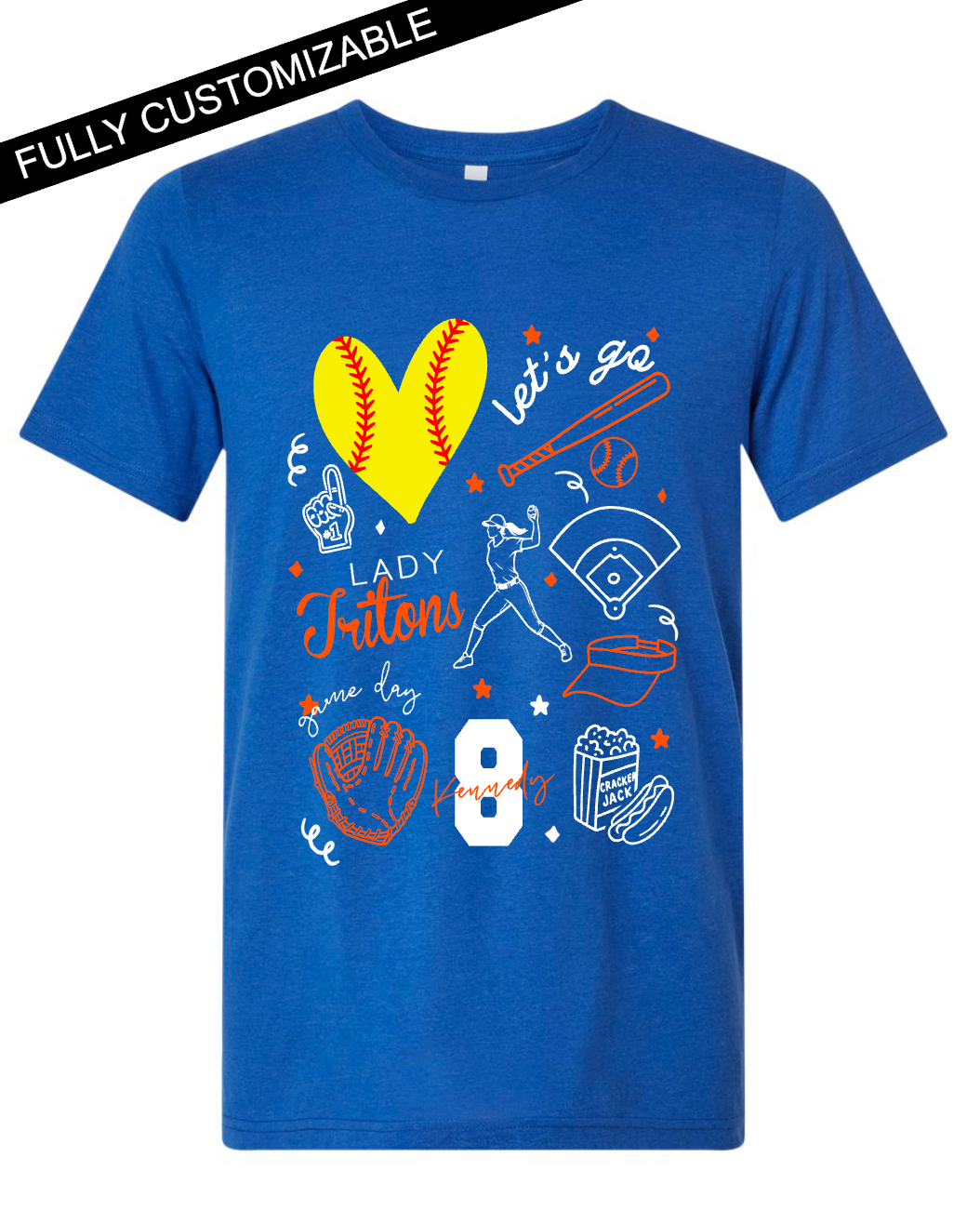 Softball Line Doodle- WITH BALL - Customizable