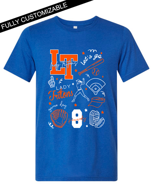 Softball Line Doodle- WITH LOGO - Customizable