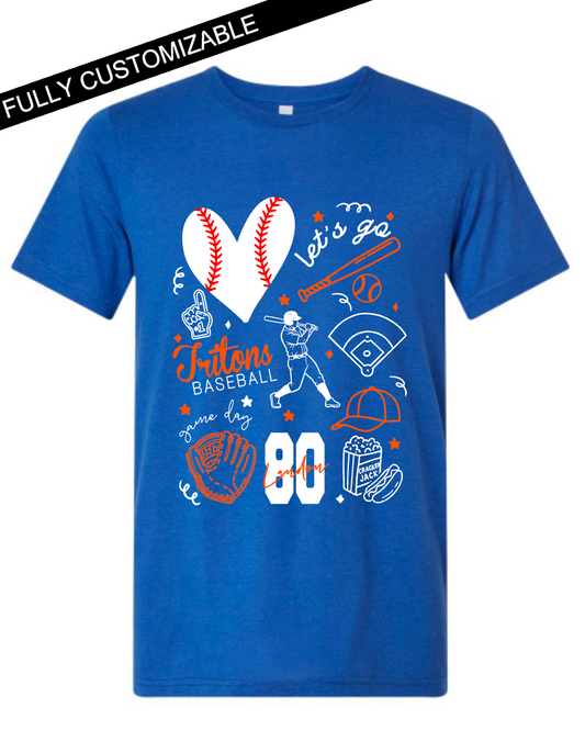 Baseball Line Doodle- WITHOUT LOGO - Customizable