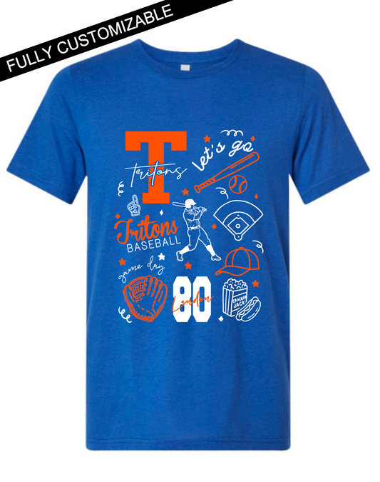 Baseball Line Doodle- WITH LOGO - Customizable