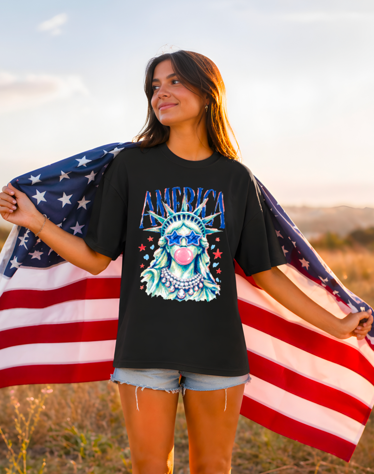 America Lady Liberty Bubble Gum - Multiple Shirt Styles