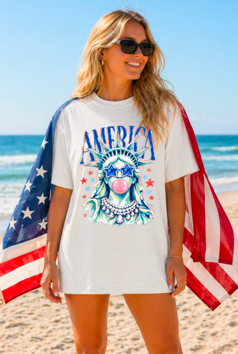 America Lady Liberty Bubble Gum - Multiple Shirt Styles