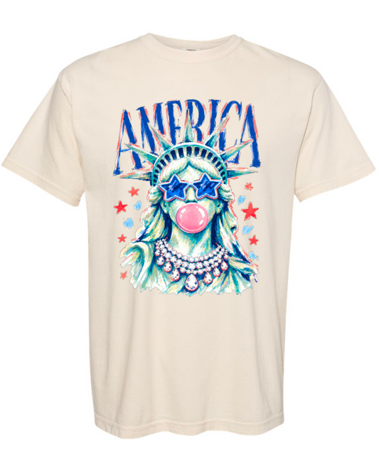 America Lady Liberty Bubble Gum - Multiple Shirt Styles