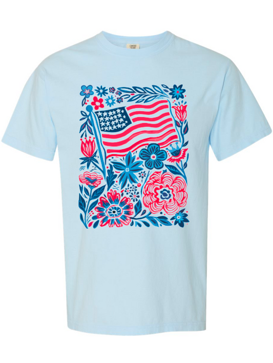 American Flag Floral - Multiple Shirt Styles