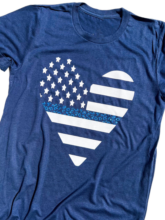 Leopard Thin Blue Line Heart