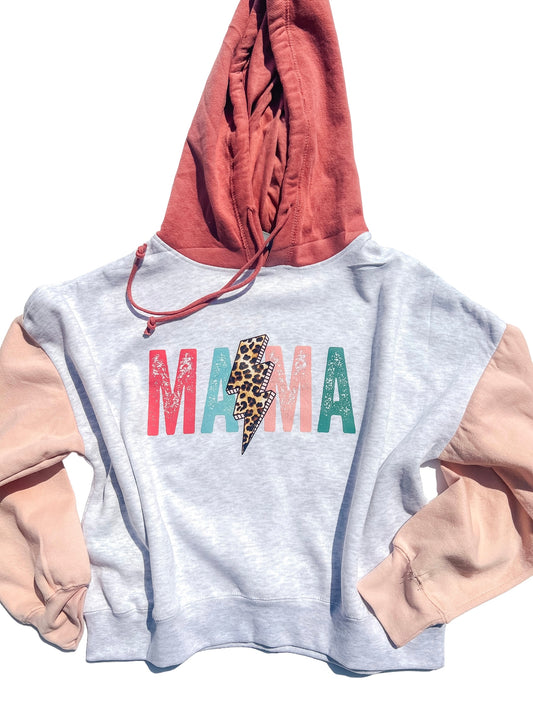 CROPPED HOODIE - Mama Leopard Bolt