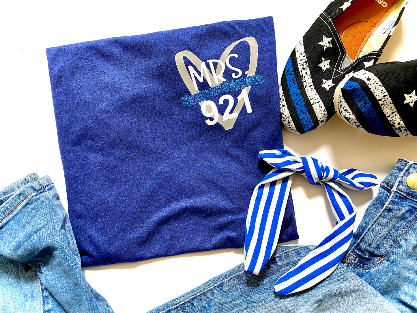 MRS. Thin blue line heart - POCKET DESIGN