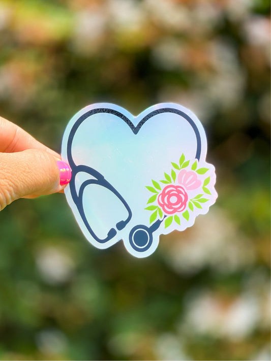 Nurse stethoscope- holographic- STICKER