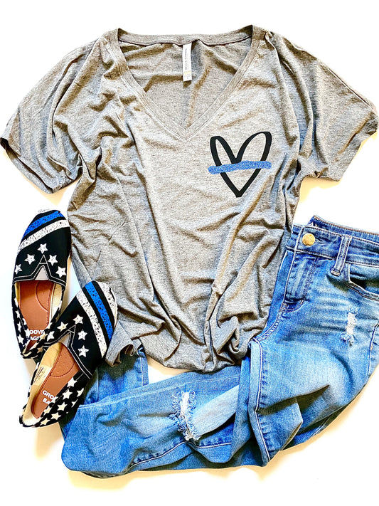 Thin blue line heart - POCKET DESIGN