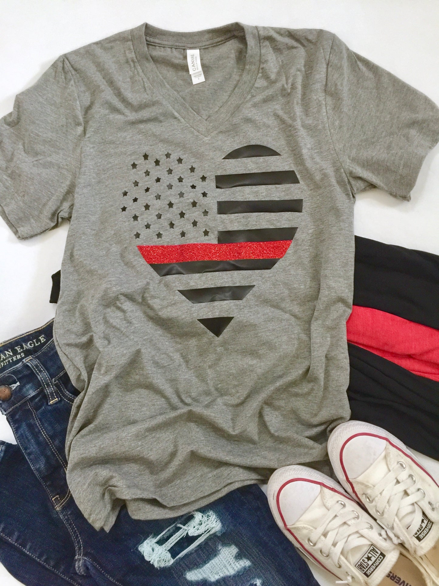 Thin red line heart