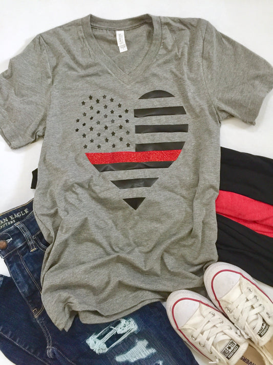 Thin red line heart