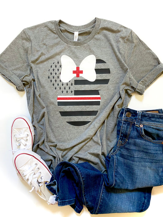 Thin White and red line minnie mouse - MEDICAL/NURSE