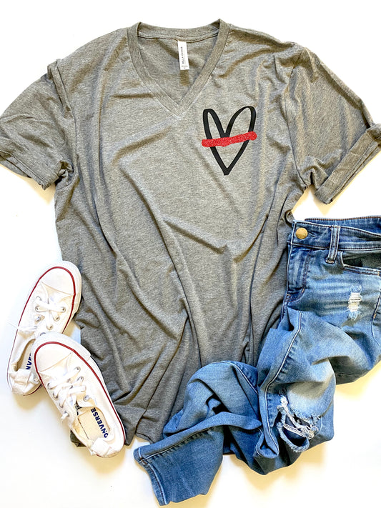 Thin red line heart- Pocket design