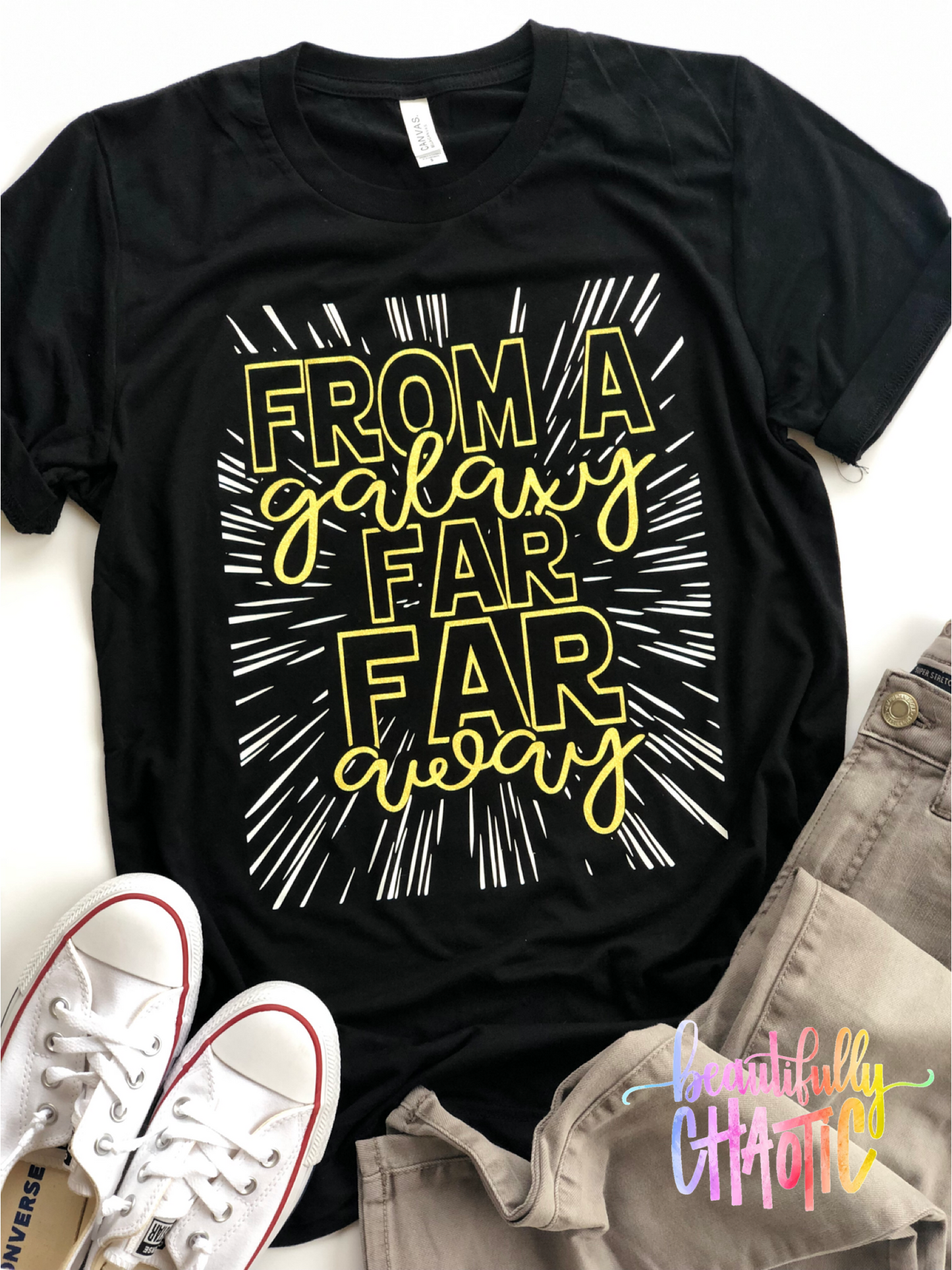 From a galaxy far far away- yellow glitter