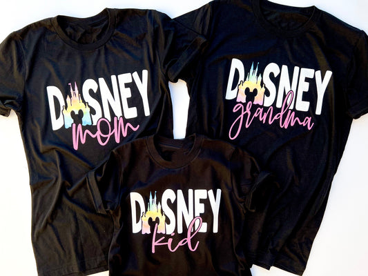 Disney MOM KID GIRL GRANDMA- BLACK SHIRTS