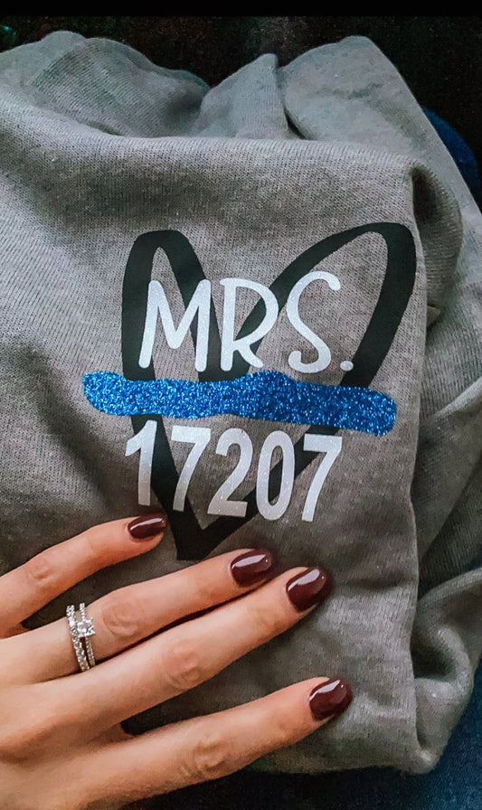 MRS. Thin blue line heart - POCKET DESIGN