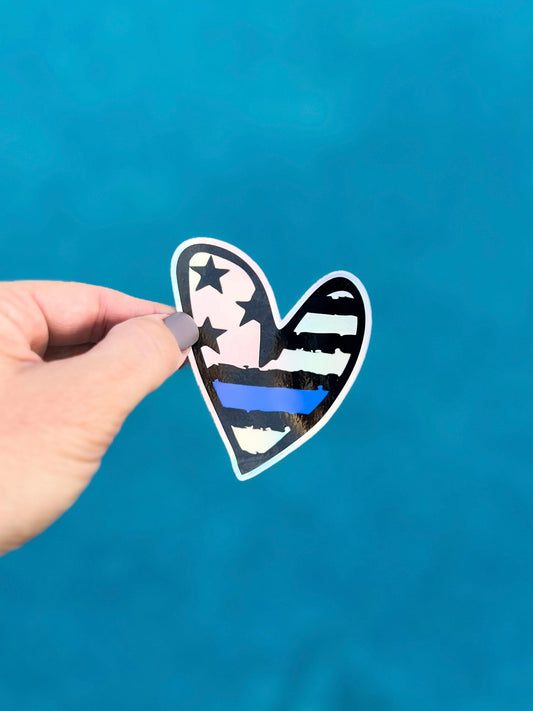 Thin blue line heart - STICKER