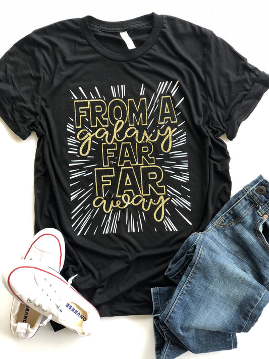 From a galaxy far far away- gold glitter