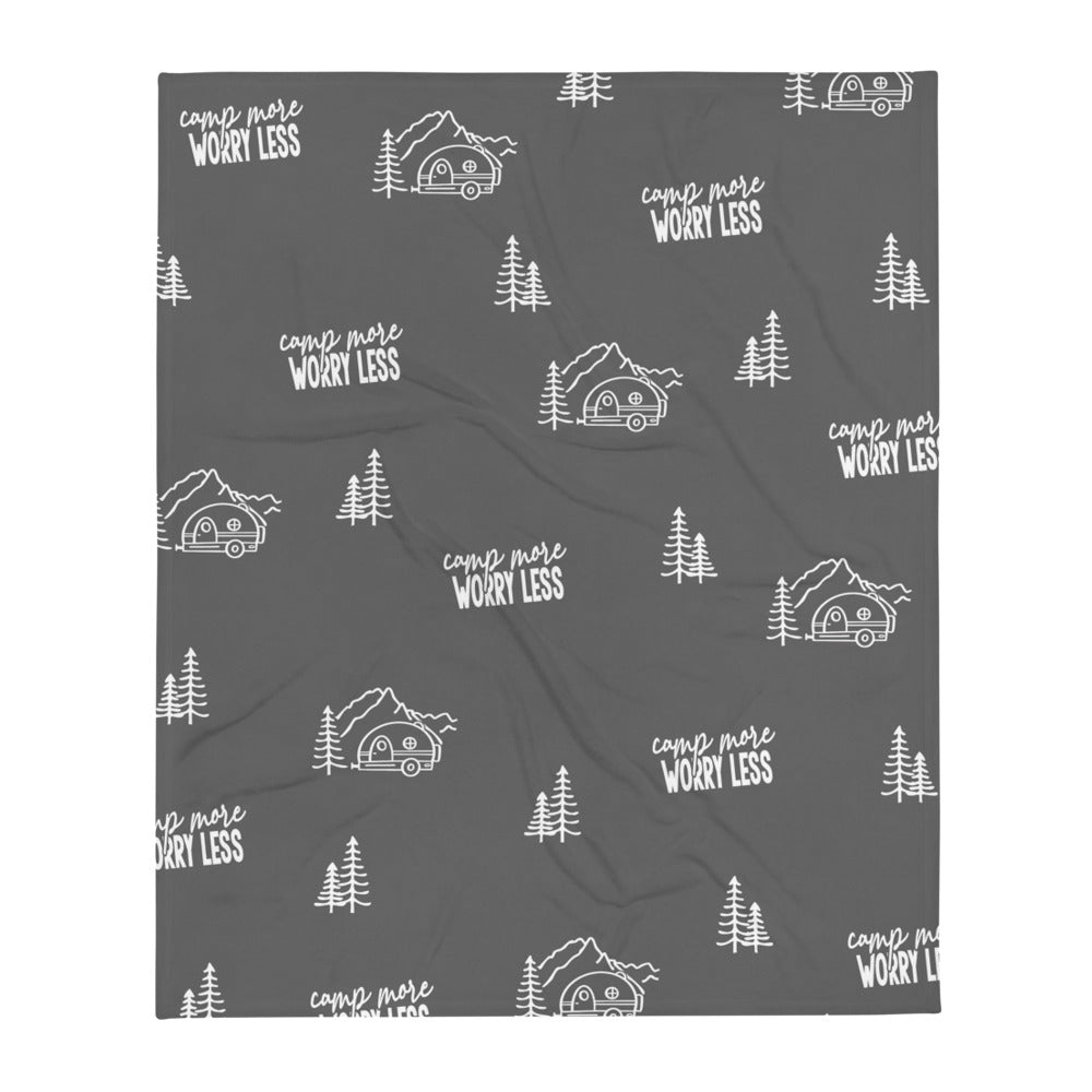 Camp More Worry Less Blanket - GREY