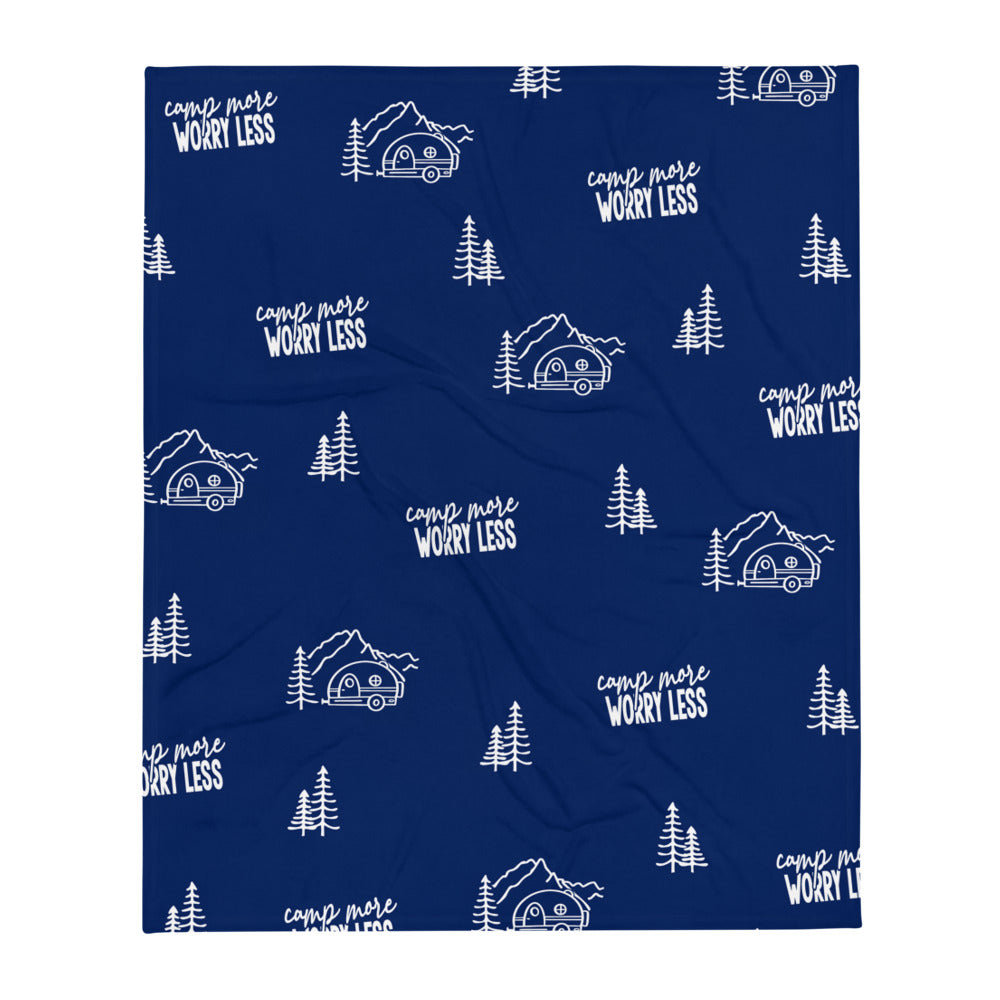 Camp More Worry Less NAVY blanket